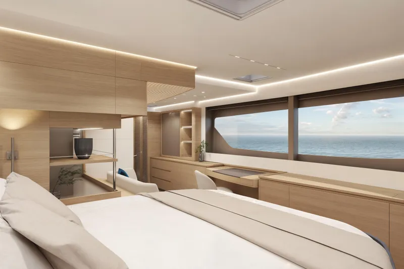 Slide: The Image of Luxurious Veya 53 yacht interior, 2026 model, featuring modern design and ocean view. - 33