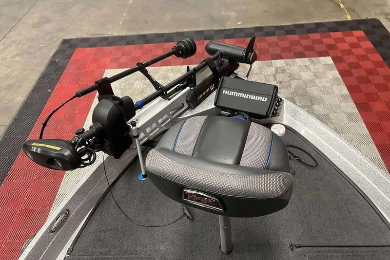 Slide: The Image of 2016 Ranger Z175 boat with Humminbird fish finder and trolling motor on deck. - 7