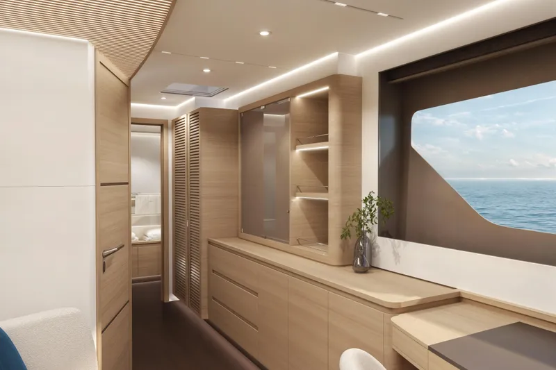 The Image of Luxurious interior of 2026 Veya 53 yacht with ocean view and modern wood finishes. - 0