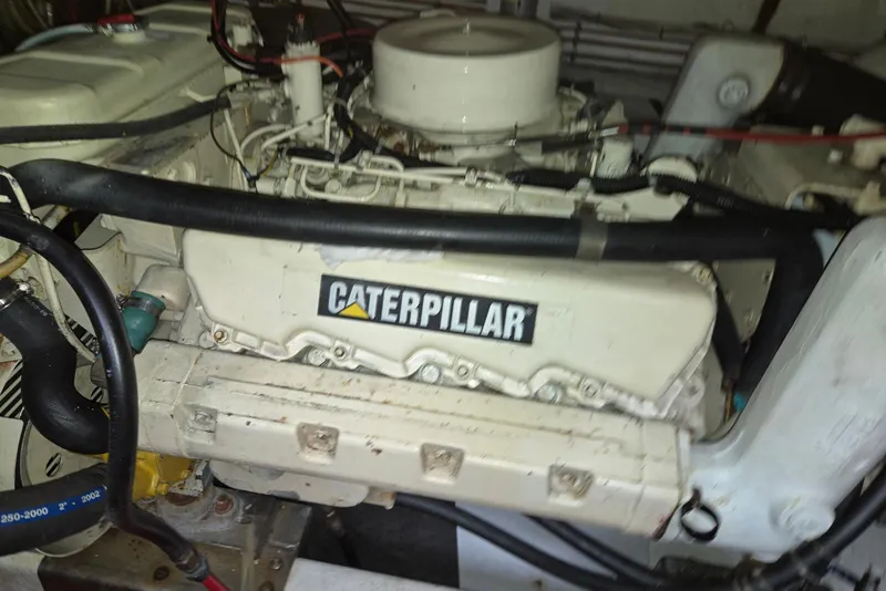 Slide: The Image of Caterpillar engine in 1993 Ocean Alexander 423 Classicco yacht, showcasing marine engineering. - 46