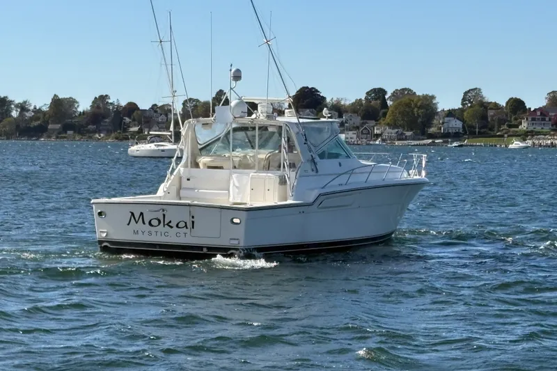 Slide: The Image of 1996 Tiara Yachts 4300 Open boat named Mokai on water near Mystic, CT. - 12