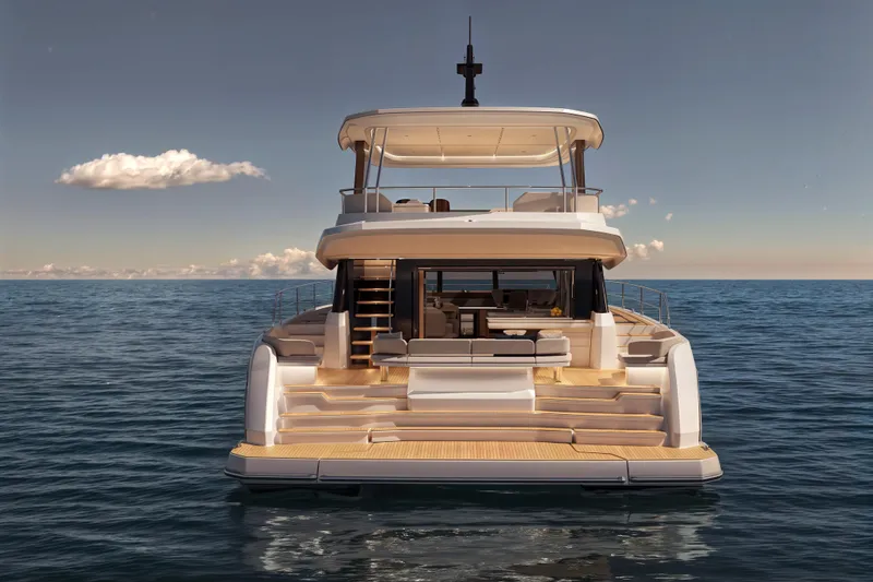 Slide: The Image of Luxury Veya 53 yacht, 2026 model, cruising on calm ocean waters under a clear sky. - 8