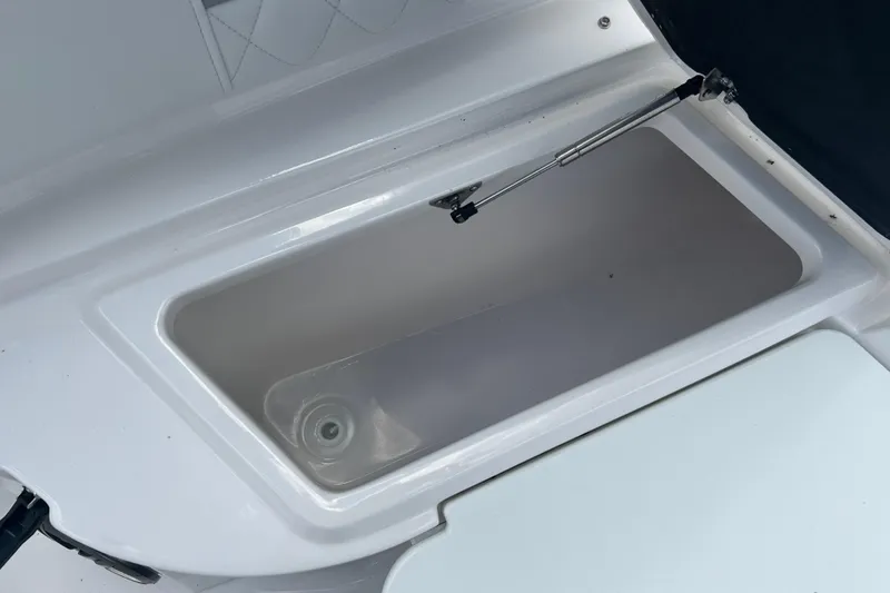 Slide: The Image of Storage compartment on 2026 Sea Fox 268 Commander boat, featuring a hydraulic lift. - 26