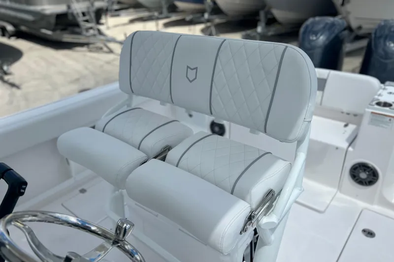 Slide: The Image of Luxury seating on 2026 Sea Fox 268 Commander boat, featuring diamond-stitched upholstery. - 29