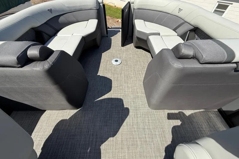 Slide: The Image of Luxurious seating on 2026 Viaggio Lago Z22U pontoon boat, featuring modern design and comfort. - 25
