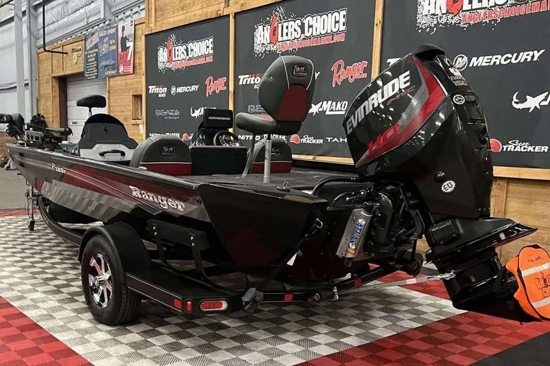 Slide: The Image of 2018 Ranger RT198P boat with Evinrude engine on display at Anglers Choice event. - 4