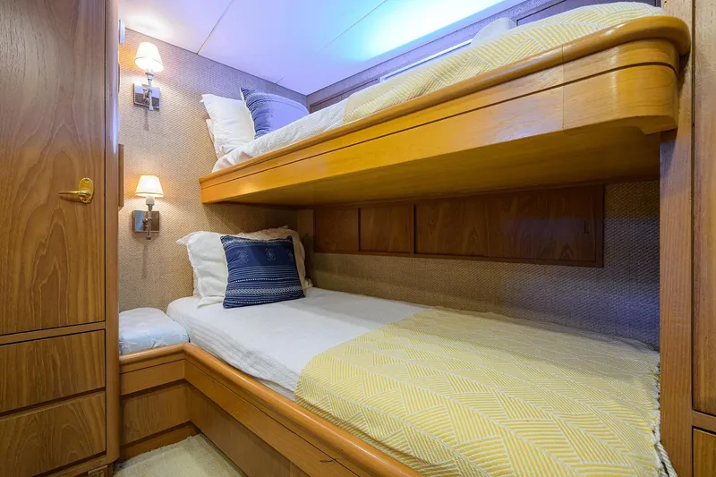 Slide: The Image of Cozy cabin with bunk beds on a 1985 Feadship Yacht Fisherman. - 129