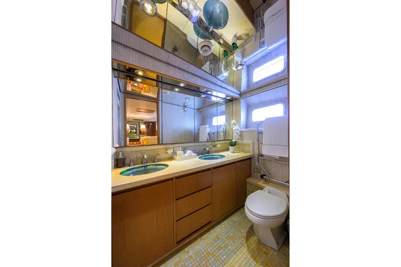 Slide: The Image of Luxurious 1985 Feadship Yacht Fisherman bathroom with modern fixtures and elegant design. - 138