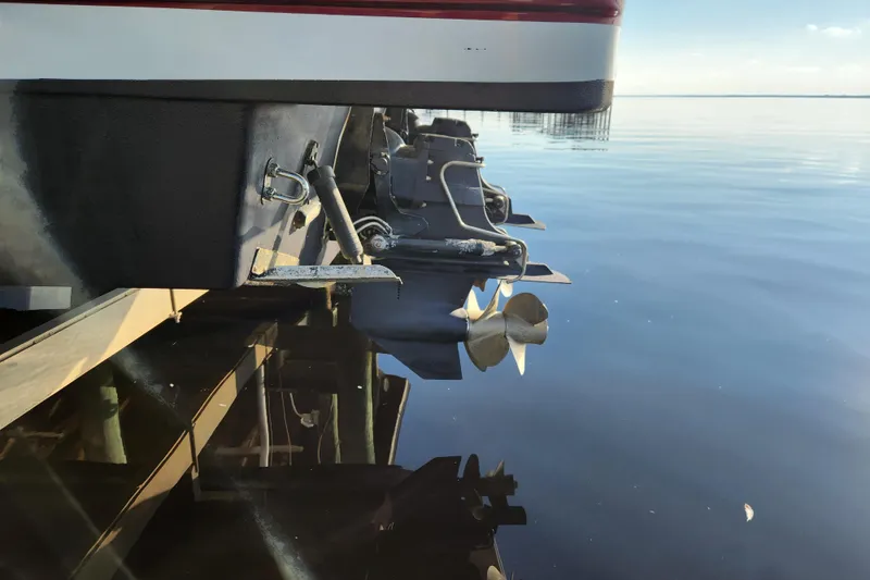 Slide: The Image of 2015 Formula 34 Performance Cruiser propeller and stern in calm water. - 26