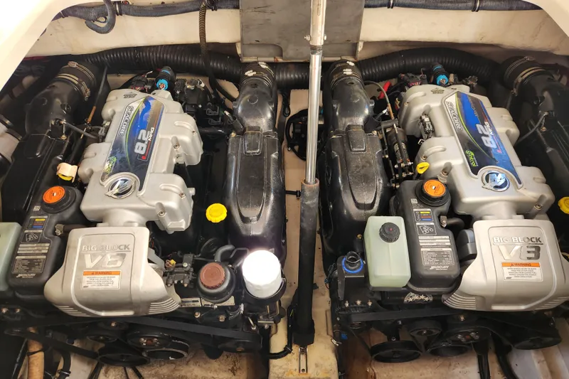 Slide: The Image of Twin engines of a 2015 Formula 34 Performance Cruiser, showcasing powerful V8 design. - 45