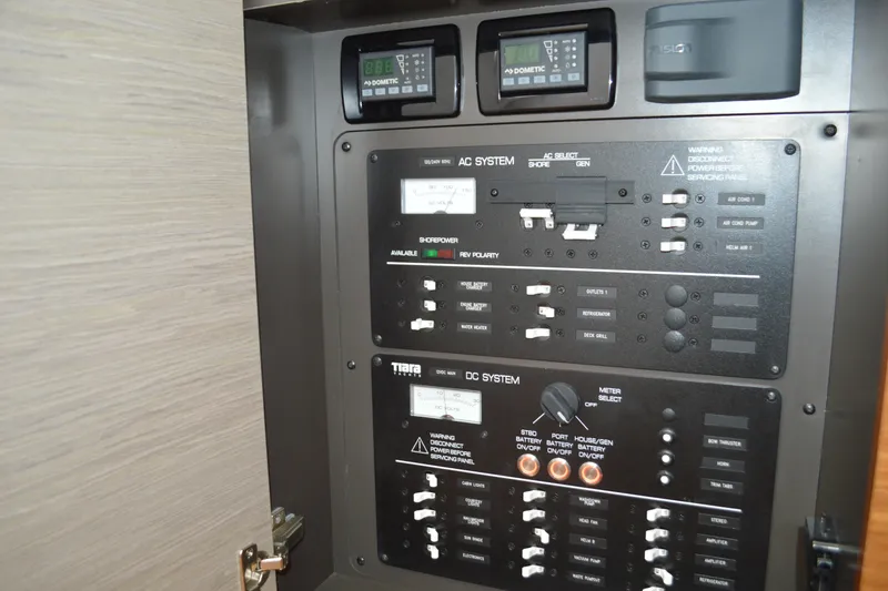 Slide: The Image of Electrical control panel on a 2024 Tiara Yachts 34 LS boat. - 40