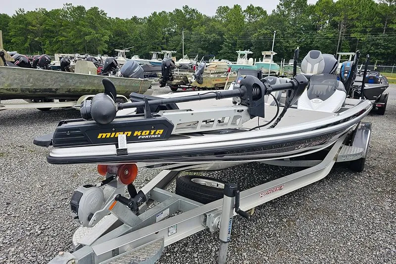 Slide: The Image of 2018 Phoenix 921 ProXP boat with Minn Kota Fortrex motor on trailer. - 4