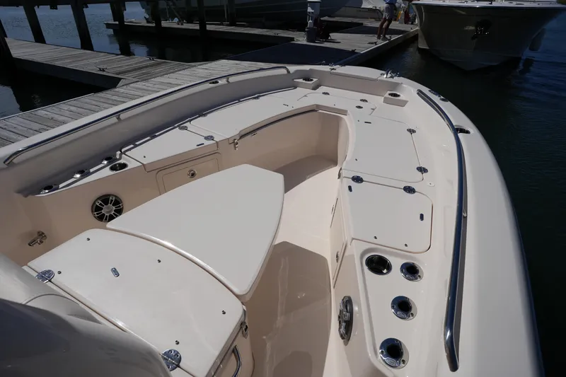 Slide: The Image of 2024 Grady-White 251 Coastal Explorer boat interior at dockside. - 36