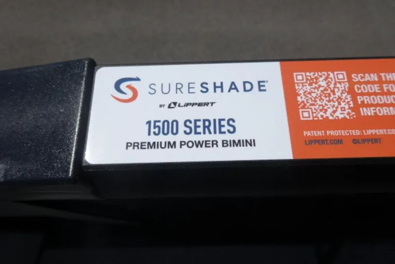 Slide: The Image of SureShade 1500 Series Premium Power Bimini label on Harris Cruiser 230 Heritage 2026. - 9