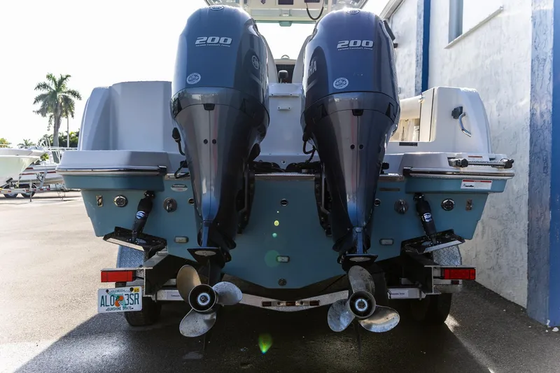 Slide: The Image of 2022 Sailfish 272 CC boat seat with quilted upholstery and sleek design. - 2