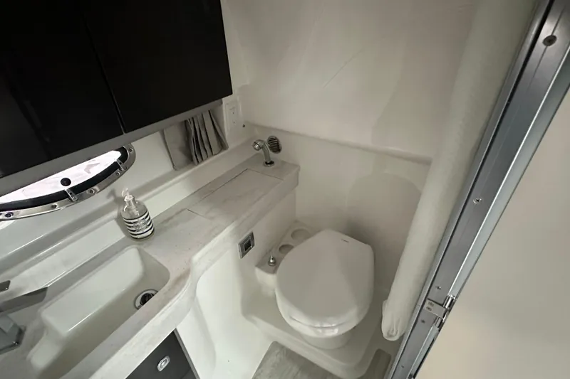 Slide: The Image of 2021 Formula 350 Sun Sport bathroom with modern fixtures and compact design. - 34