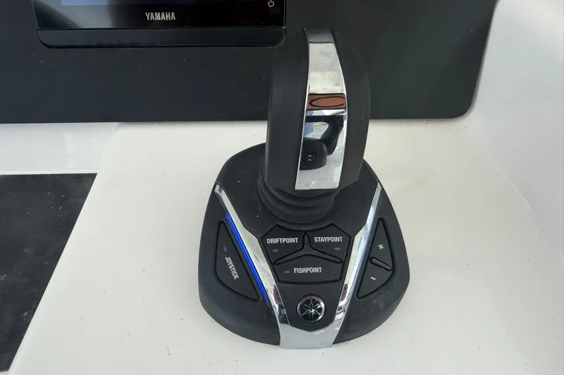 Slide: The Image of Joystick control panel on a 2026 Regulator 37 boat, featuring Yamaha interface. - 23