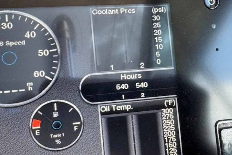 Slide: The Image of Dashboard of a 2017 Cobalt R35 showing speed, coolant pressure, and oil temperature. - 1