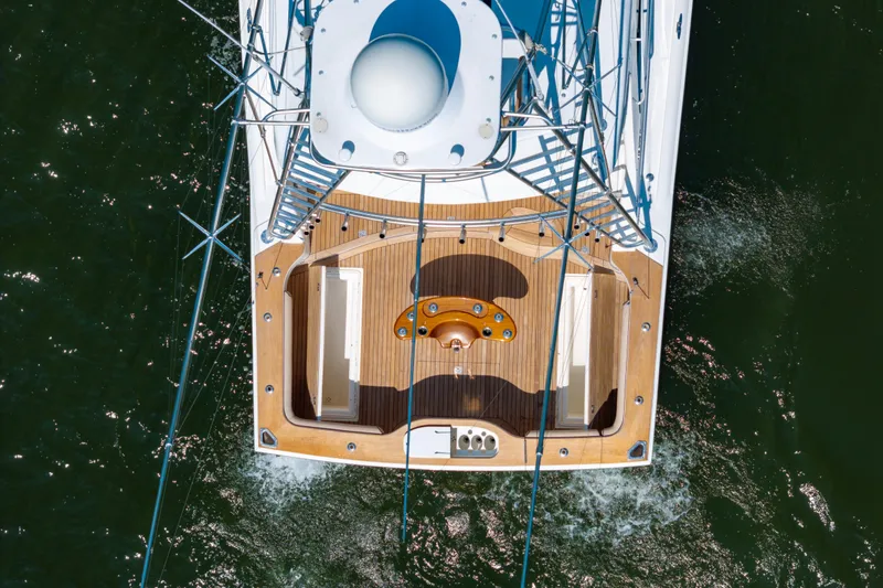 Slide: The Image of Overhead view of 2012 Cabo 44 Hardtop Express yacht on water. - 43