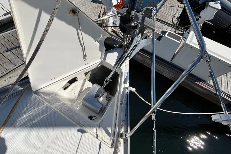 Slide: The Image of Anchor compartment of 2007 Bavaria Cruiser 33 sailboat at dock. - 21