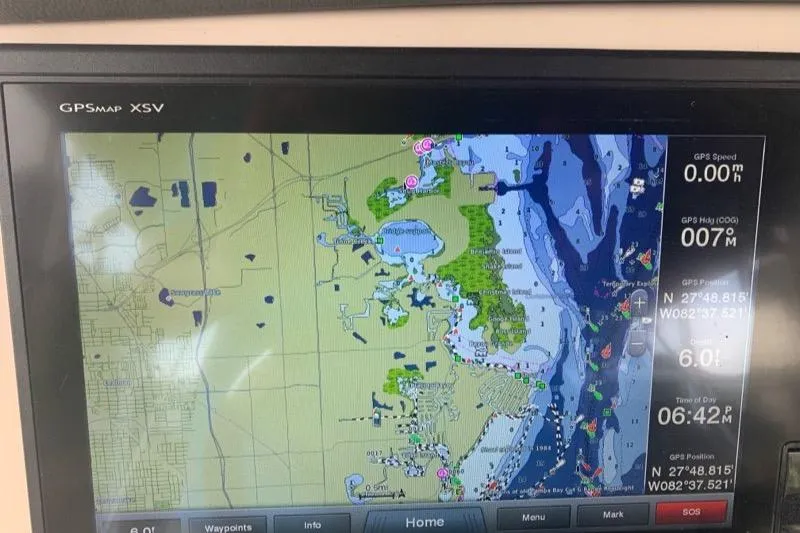 Slide: The Image of GPS navigation screen on a 2017 Boston Whaler 270 Dauntless boat. - 19
