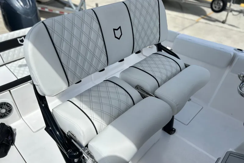 Slide: The Image of Luxurious seating on 2026 Sea Fox 268 Commander boat with diamond-stitched upholstery. - 11