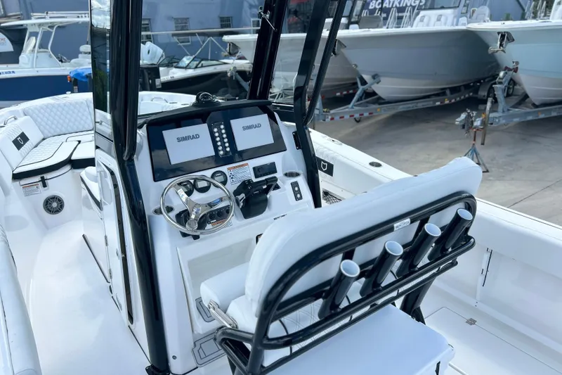 Slide: The Image of 2026 Sea Fox 268 Commander boat interior with modern dashboard and seating. - 22