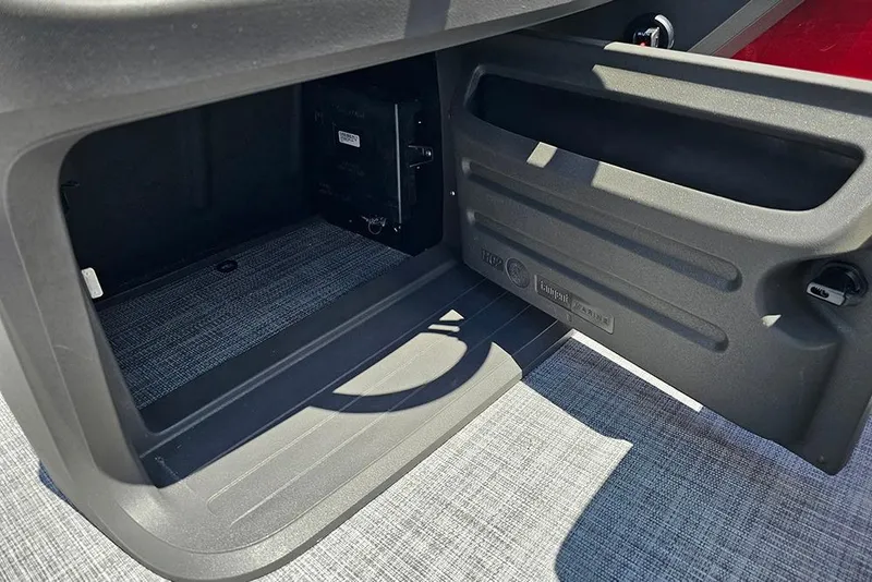 Slide: The Image of Storage compartment of 2026 Sun Tracker Party Barge 20 DLX pontoon boat. - 18