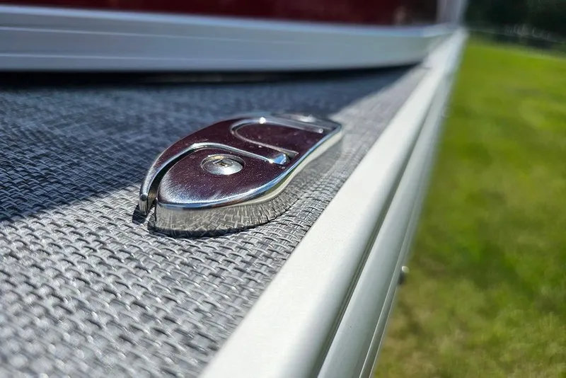 Slide: The Image of Close-up of 2026 Sun Tracker Party Barge 20 DLX deck detail. - 25