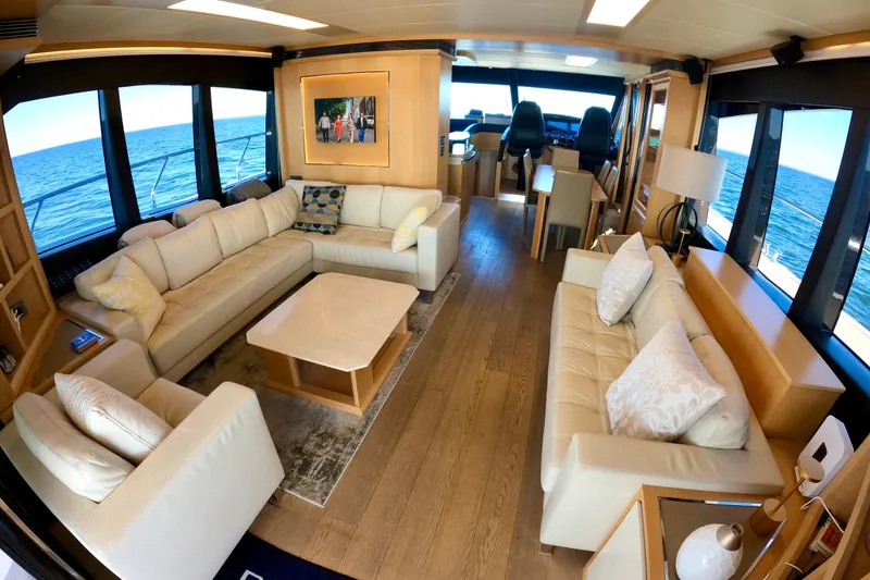 Slide: The Image of Luxurious interior of 2016 Absolute 72 FLY yacht with elegant seating and ocean view. - 149