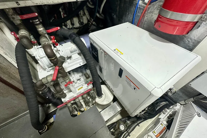 Slide: The Image of Engine room of 2016 Absolute 72 FLY yacht with mechanical components and piping. - 20