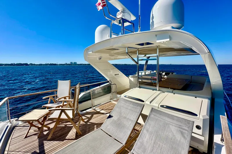 Slide: The Image of Luxurious 2016 Absolute 72 FLY yacht with spacious deck and ocean view. - 61