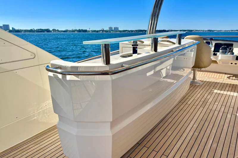 Slide: The Image of Luxurious 2016 Absolute 72 FLY yacht deck with sleek design and ocean view. - 63