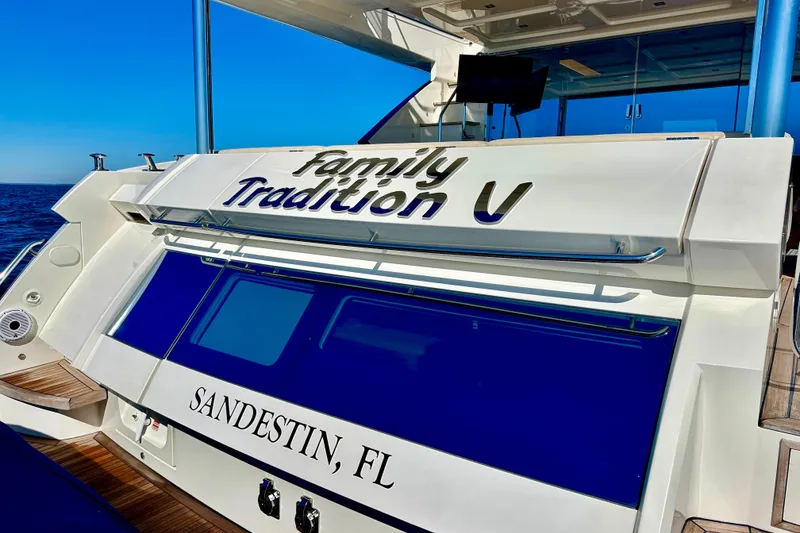 Slide: The Image of Luxury yacht "Family Tradition V" docked, Absolute 72 FLY, 2016 model, Sandestin, FL. - 73