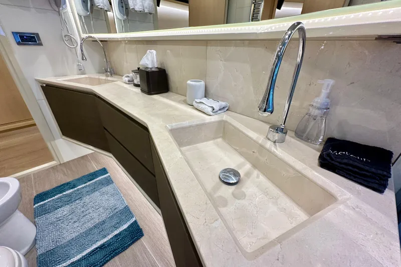 Slide: The Image of Luxurious bathroom interior of 2016 Absolute 72 FLY yacht with dual sinks and modern fixtures. - 99