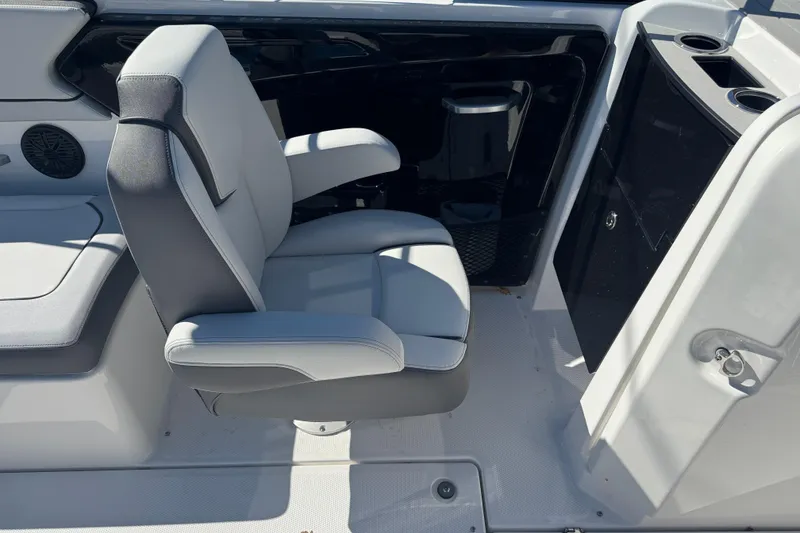 Slide: The Image of 2025 Yamaha Boats SX250 interior with comfortable seating and modern design features. - 10