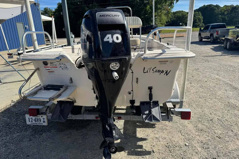 Slide: The Image of 2018 Carolina Skiff 16 JVX CC boat with Mercury 40 outboard motor on trailer. - 4