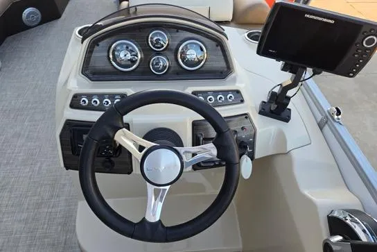 Slide: The Image of Steering console of 2022 Lowe SS210 boat with gauges and navigation system. - 8