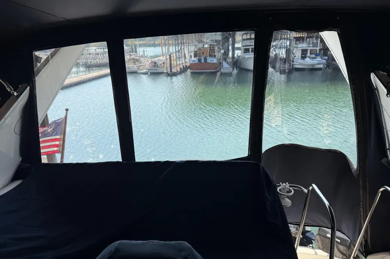 Slide: The Image of 1999 Bayliner 3988 Command Bridge Motoryacht, white hatch door detail. - 89