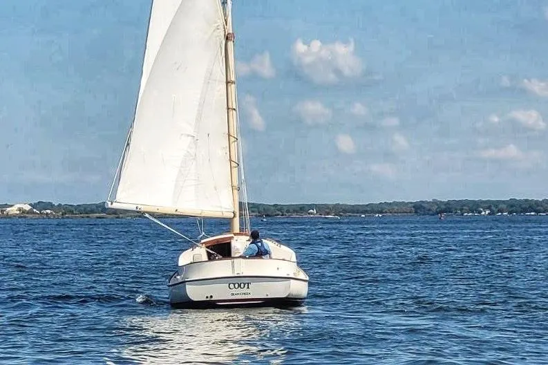 Slide: The Image of Sailboat "Coot" on open water, Atlantic City Kitty Kat 21, 1983 model. - 4
