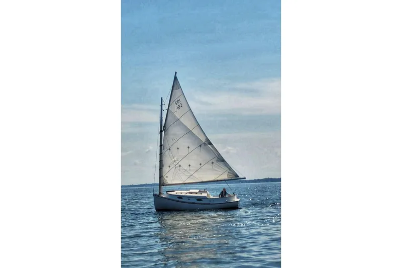 Slide: The Image of Sailboat "Atlantic City Kitty Kat 21" from 1983 on calm blue waters. - 5