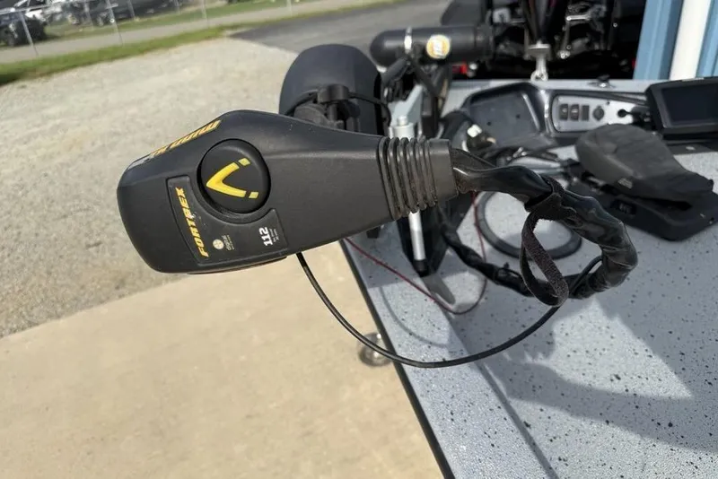 Slide: The Image of Close-up of a Fortrex trolling motor on a 2016 Xpress XCLUSIVE SERIES X21 boat. - 8