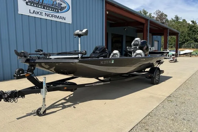 Slide: The Image of 2023 Vexus AVX189 boat on trailer at Lake Norman marine center. - 2