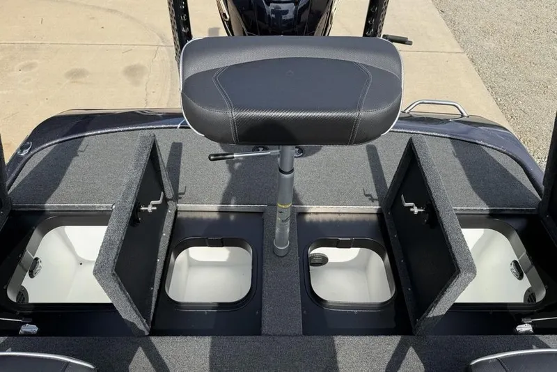 Slide: The Image of 2023 Ranger RT198P boat with open storage compartments and adjustable seat. - 18