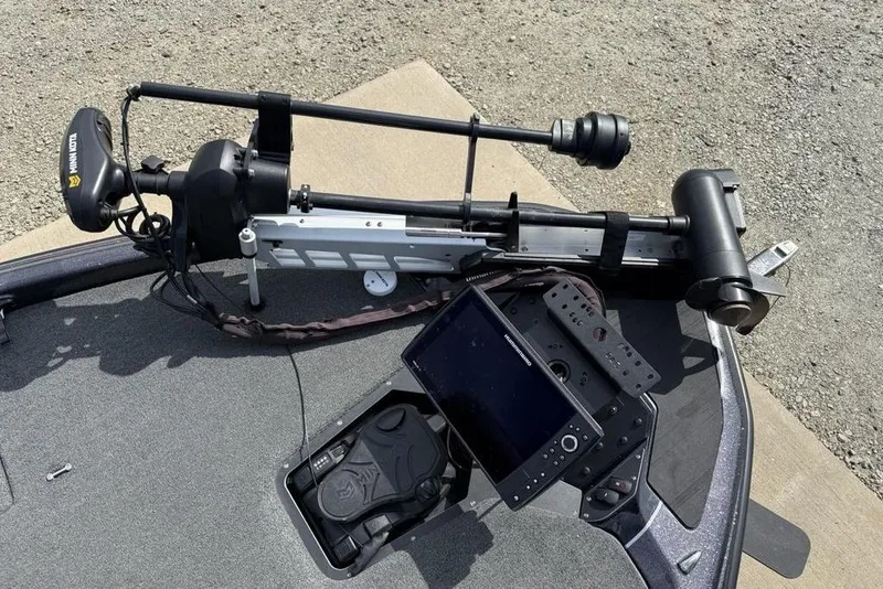 Slide: The Image of 2023 Ranger RT198P boat with trolling motor and fishfinder on deck. - 4