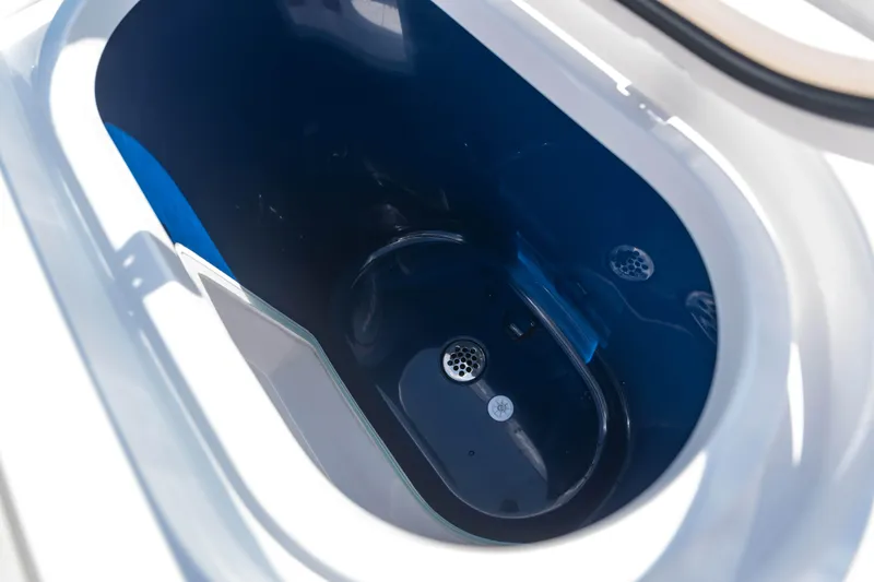 Slide: The Image of Livewell compartment of 2025 Valhalla Boatworks V-46, featuring a sleek, modern design. - 21
