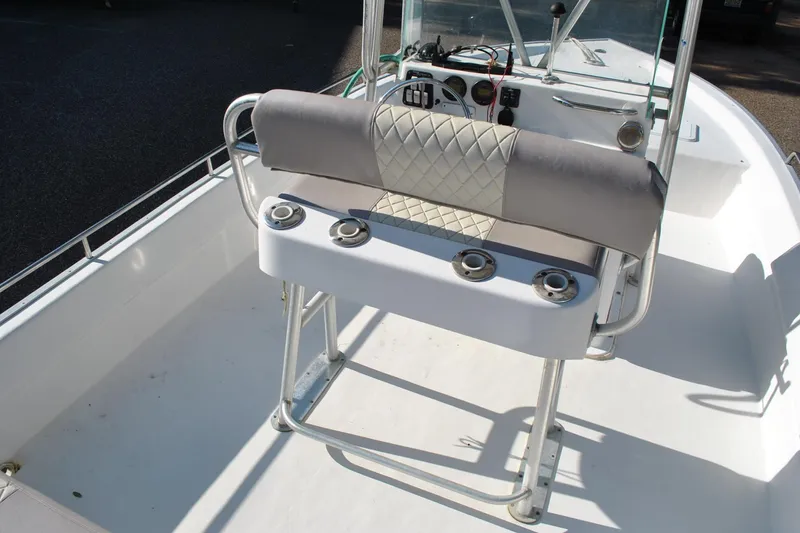 Slide: The Image of 2005 Cape Horn 22 Bay boat interior with seating and control panel. - 20