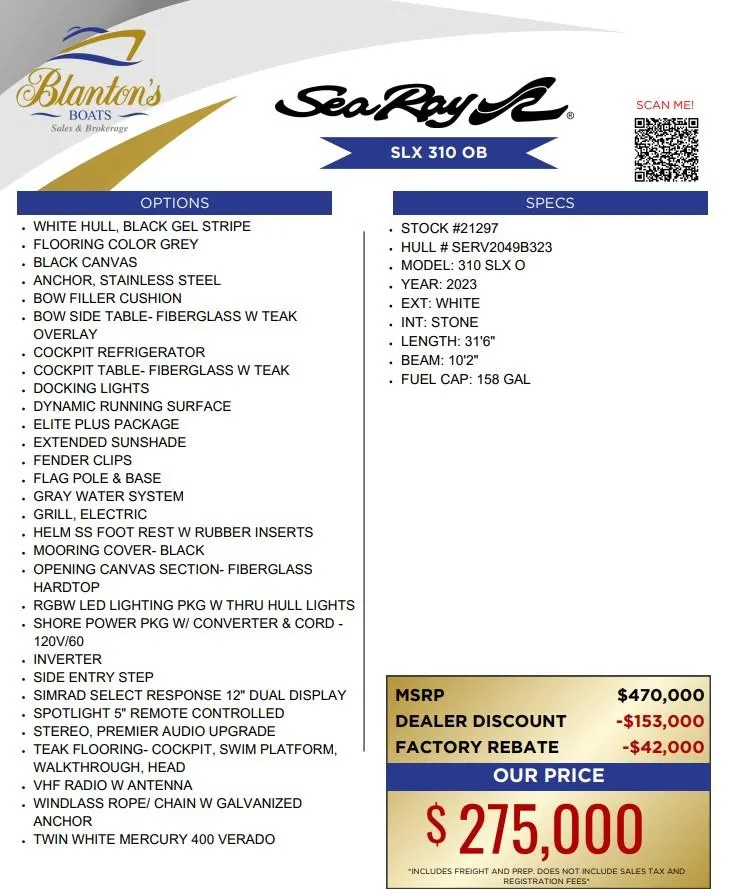 Slide: The Image of 2023 Sea Ray SLX 310 Outboard boat features, options, and pricing details from Blanton's Boats. - 30