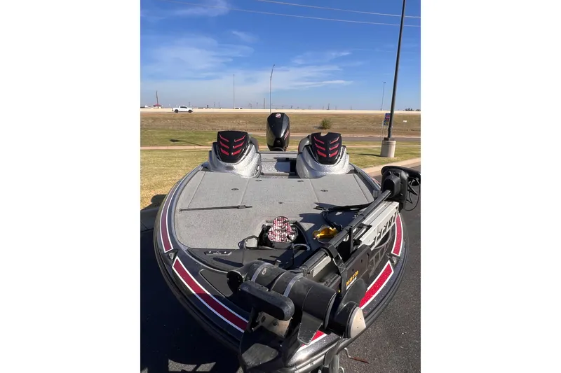 Slide: The Image of 2019 Nitro Z19 Pro bass boat with trolling motor on a sunny day. - 3