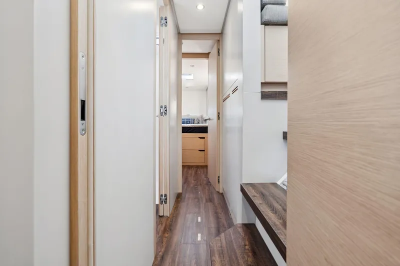 Slide: The Image of Modern bathroom interior on 2019 Itacatamarans 14.99 yacht, featuring sleek sink and minimalist design. - 120